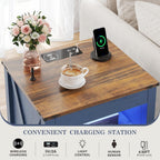 Fredees LED Bedside Table with Hidden Drawer Cabinet