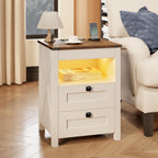 Fredees LED Bedside Table with Hidden Drawer Cabinet