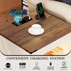 Fredees LED Bedside Table with Hidden Drawer Cabinet