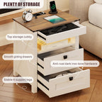 Fredees LED Bedside Table with Hidden Drawer Cabinet