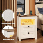 Fredees LED Bedside Table with Hidden Drawer Cabinet