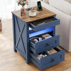 Fredees LED Bedside Table with Hidden Drawer Cabinet