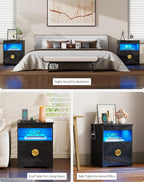 Fredees Night Stand with Hidden Drawer Bedside Table