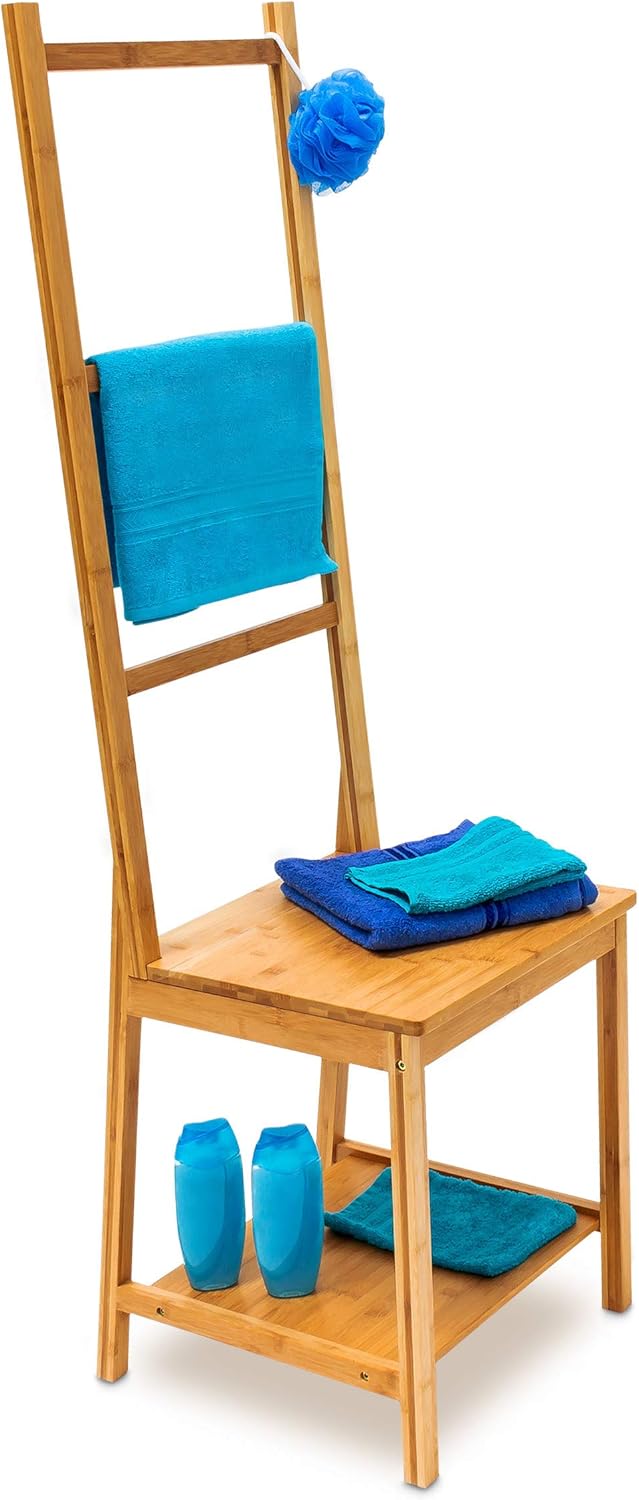 Free-Standing Bamboo Towel Holder