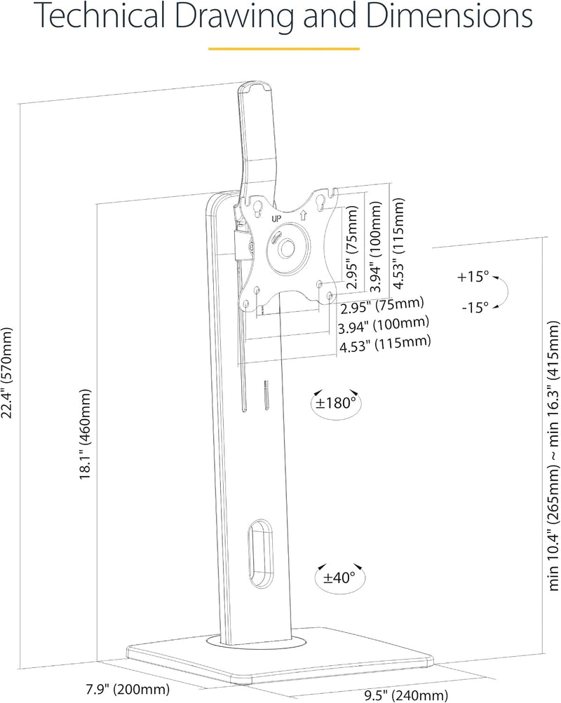 Free Standing Single Monitor Mount Up to 32in