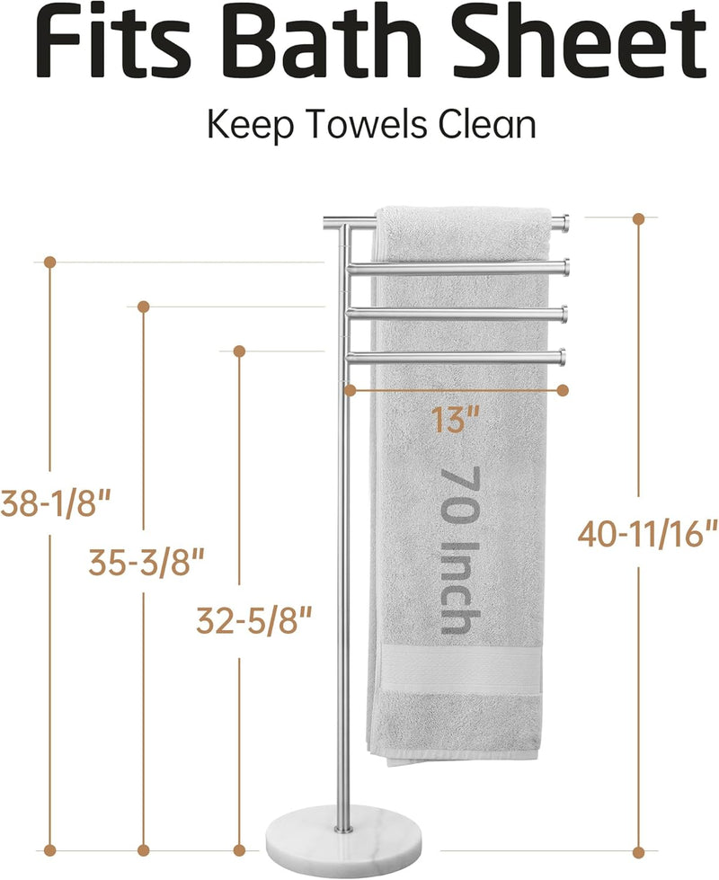 Free Standing Towel Holder Rail with Swivel Arms