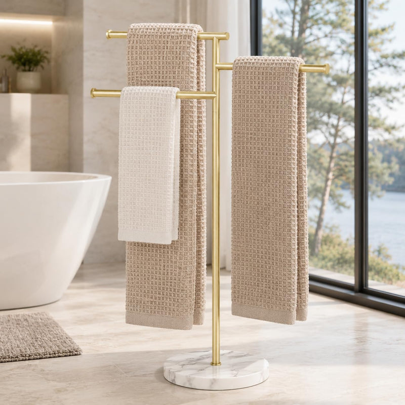 Free Standing Towel Holder Rail with Swivel Arms