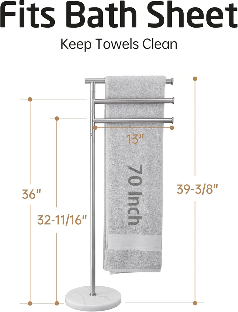 Free Standing Towel Holder Rail with Swivel Arms