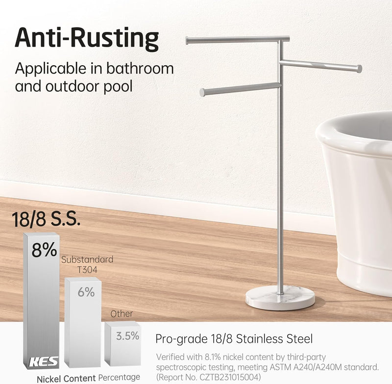 Free Standing Towel Holder Rail with Swivel Arms