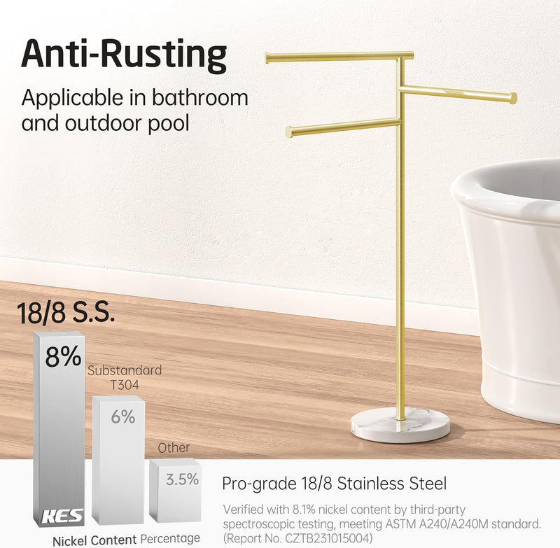 Free Standing Towel Holder Rail with Swivel Arms