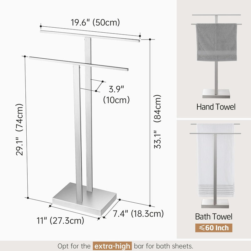 Free Standing Towel Rail 2-Tier Rack Stand