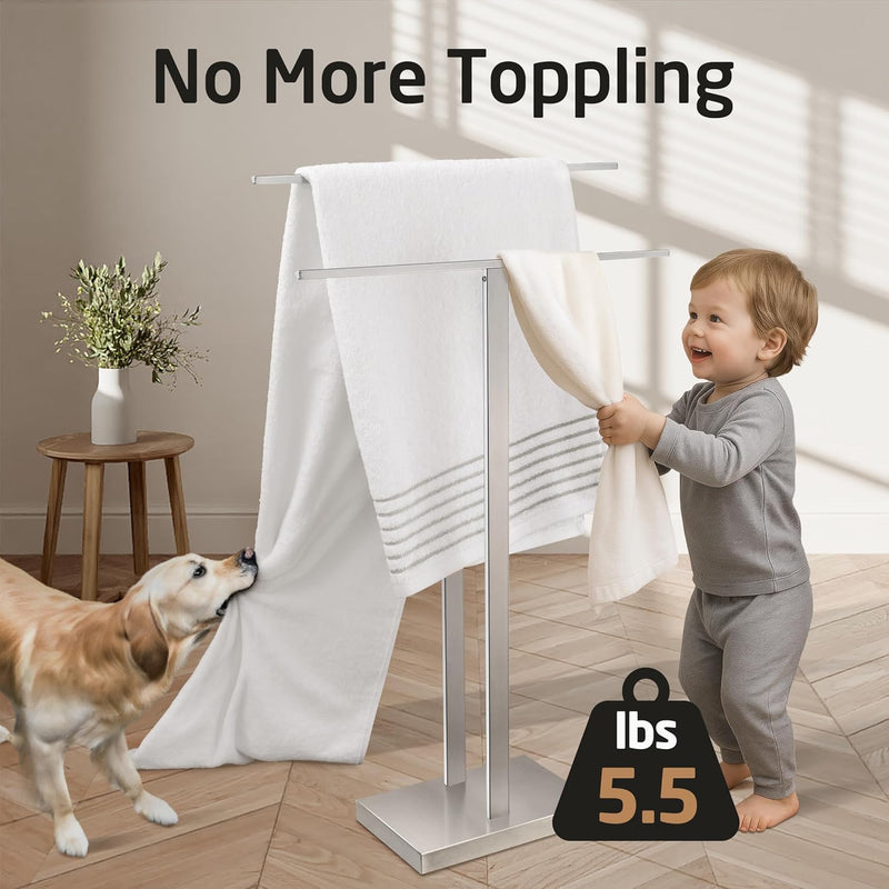 Free Standing Towel Rail 2-Tier Rack Stand