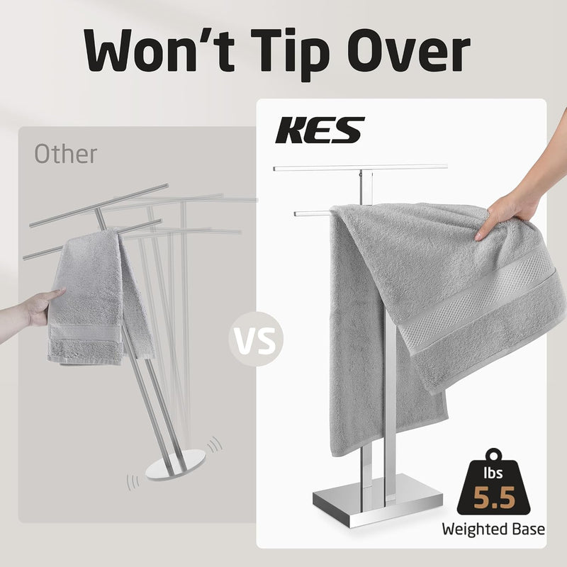 Free Standing Towel Rail 2-Tier Rack Stand
