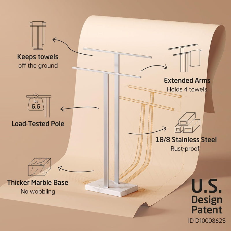 Free Standing Towel Rail for Bathroom Stand 2-Tier