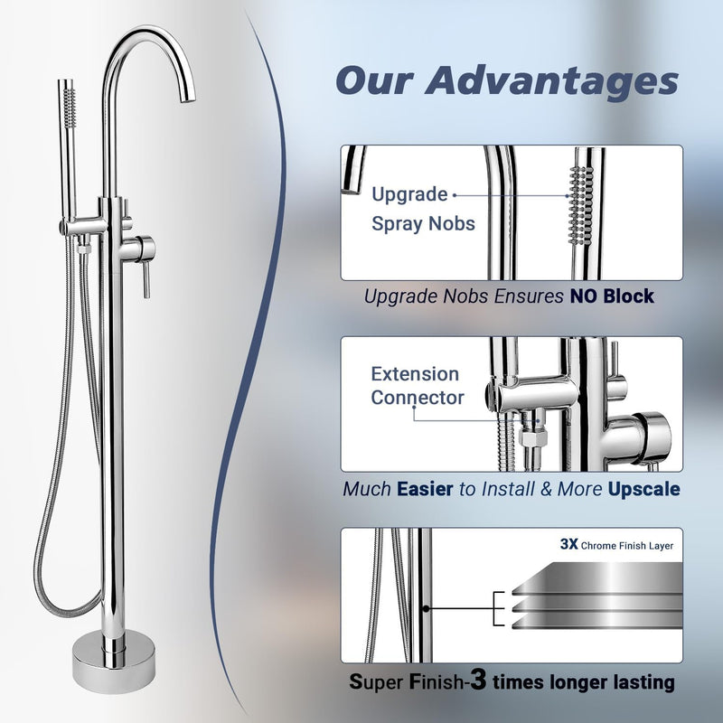 Free Standing Tub Taps Floor Mount Freestanding Bath