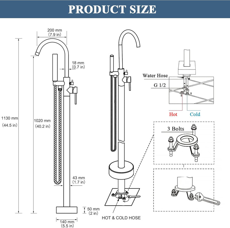 Free Standing Tub Taps Floor Mount Freestanding Bath