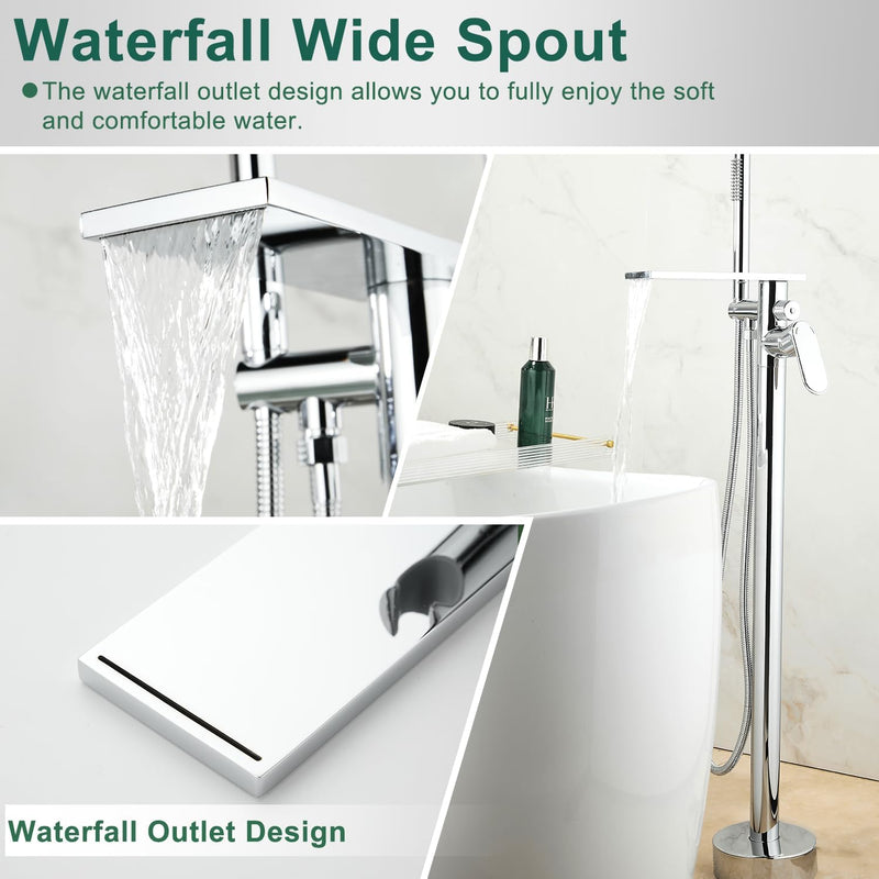 Freestanding Bath Shower Mixer Tap Floor Mounted Tub