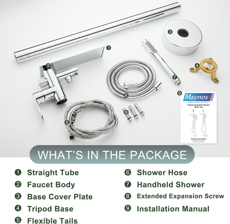 Freestanding Bath Shower Mixer Tap Floor Mounted Tub