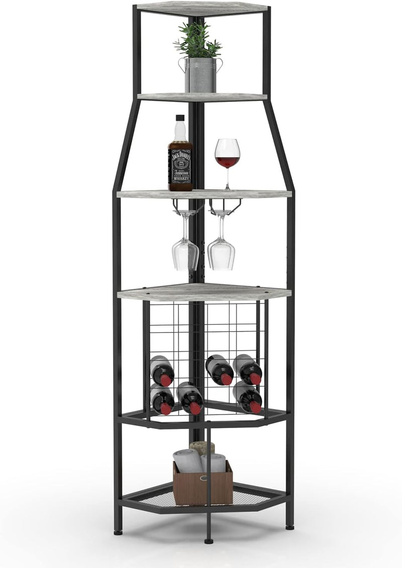 Freestanding Corner Wine Rack 5-Tier Holder Display Storage