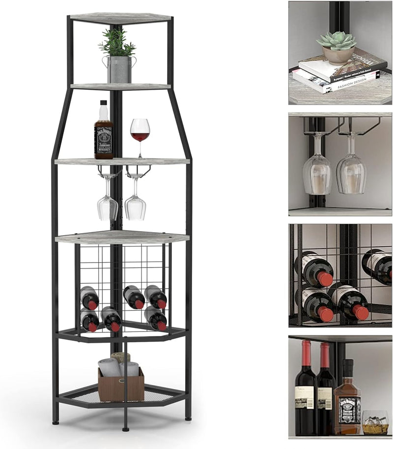 Freestanding Corner Wine Rack 5-Tier Holder Display Storage