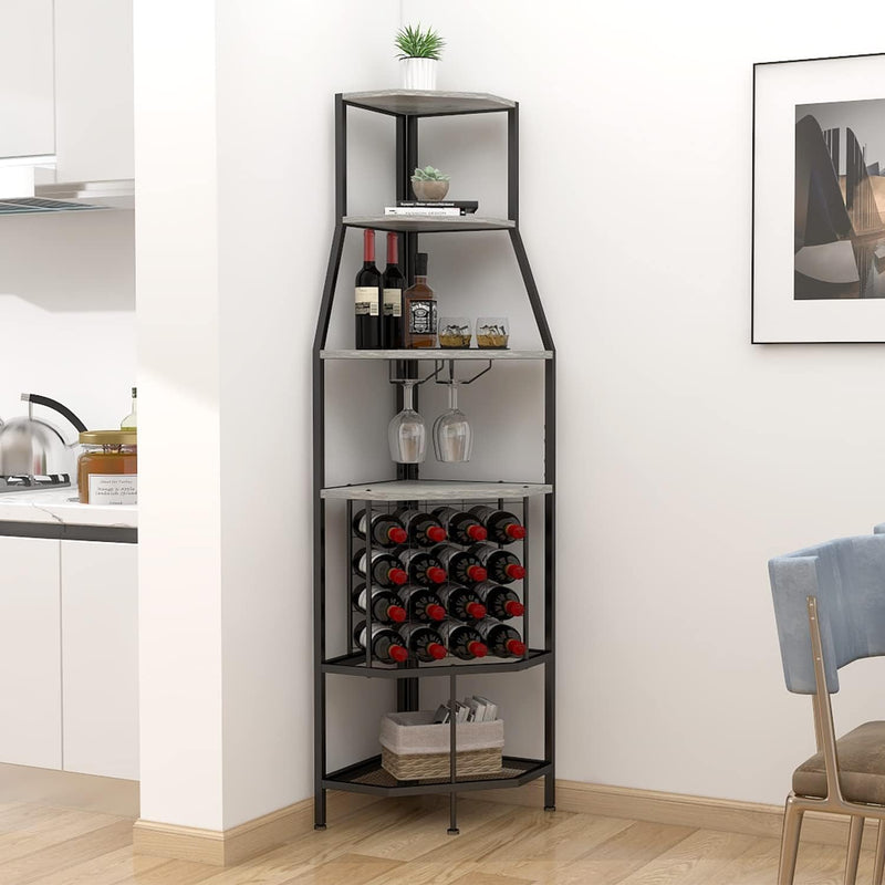 Freestanding Corner Wine Rack 5-Tier Holder Display Storage