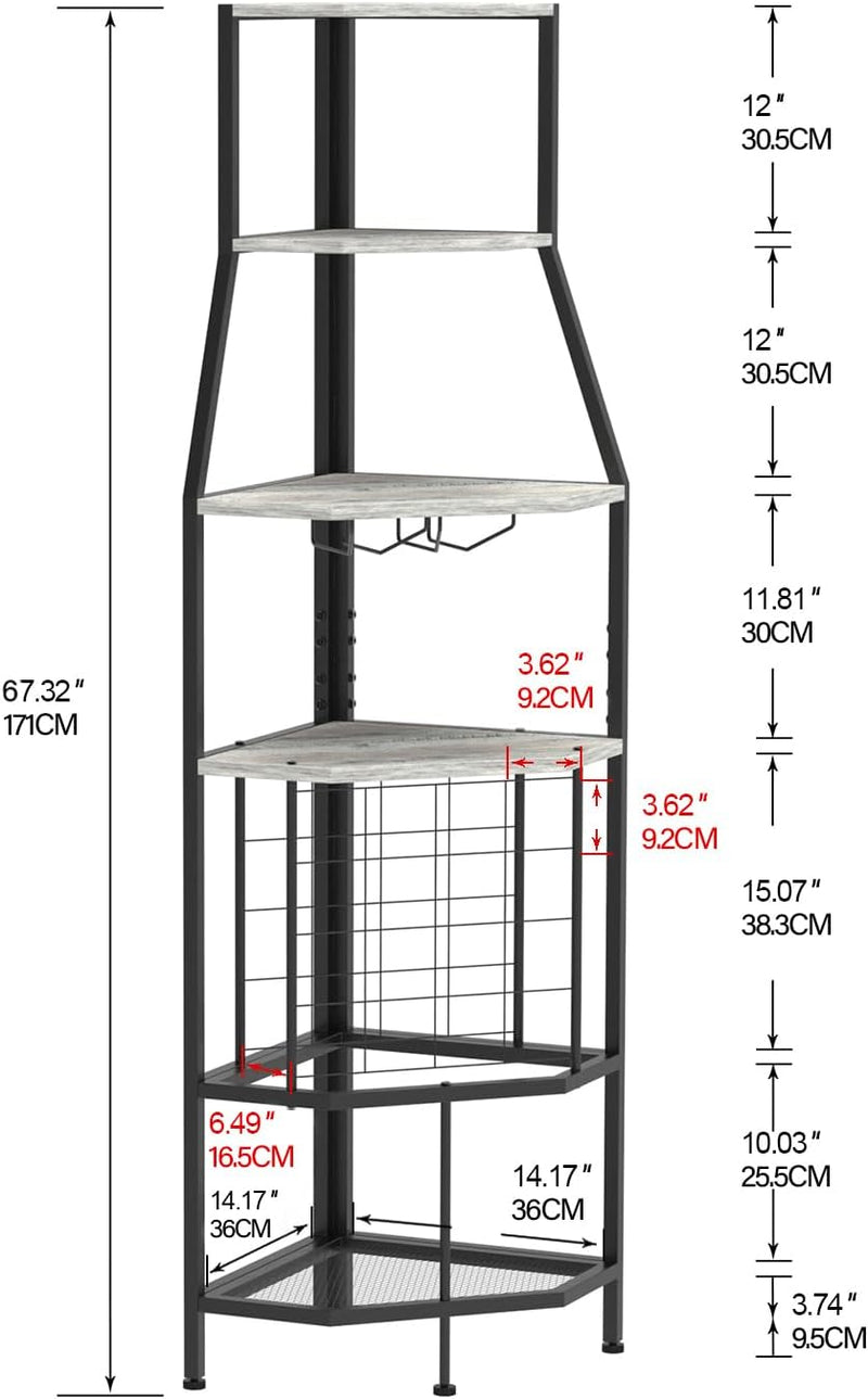 Freestanding Corner Wine Rack 5-Tier Holder Display Storage