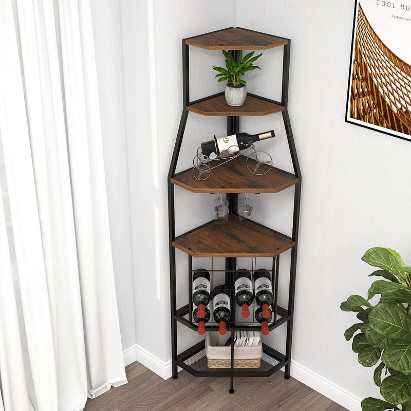 Freestanding Corner Wine Rack 5-Tier Holder Display Storage