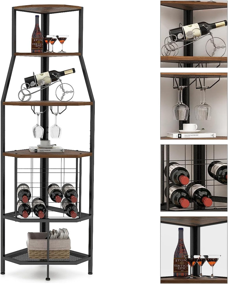 Freestanding Corner Wine Rack 5-Tier Holder Display Storage
