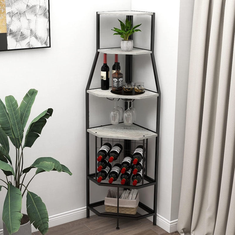 Freestanding Corner Wine Rack 5-Tier Holder Display Storage