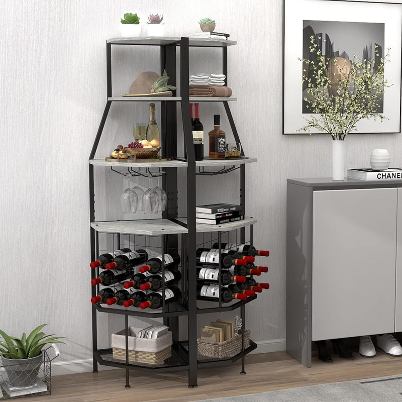 Freestanding Corner Wine Rack 5-Tier Holder Display Storage