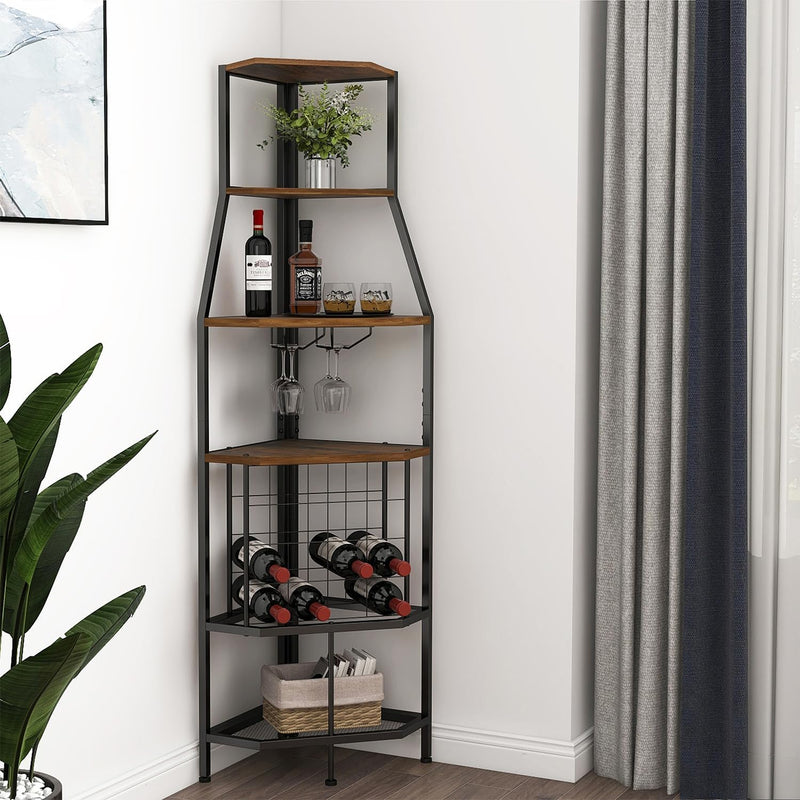 Freestanding Corner Wine Rack 5-Tier Holder Display Storage