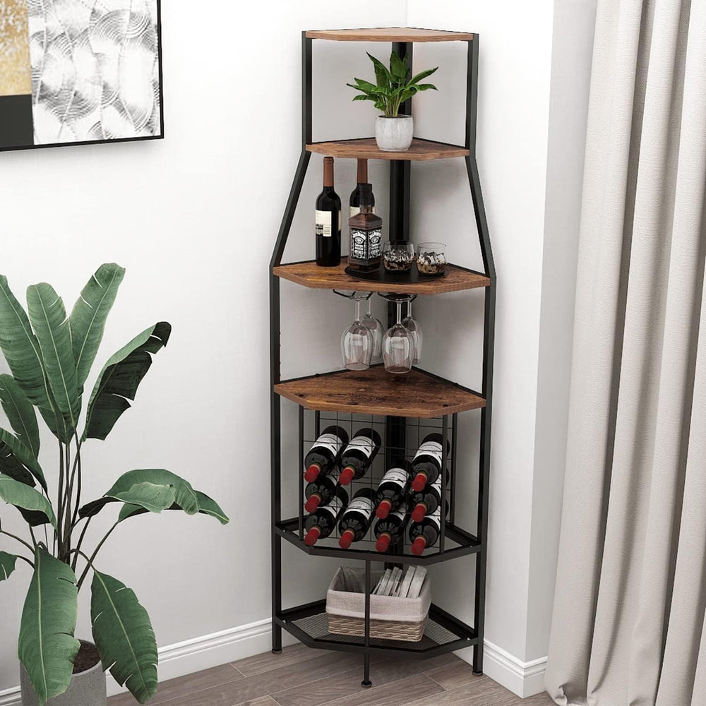 Freestanding Corner Wine Rack 5-Tier Holder Display Storage