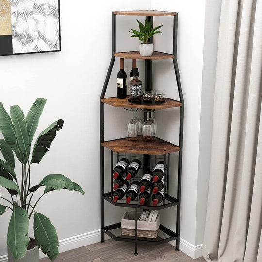Freestanding Corner Wine Rack 5-Tier Holder Display Storage