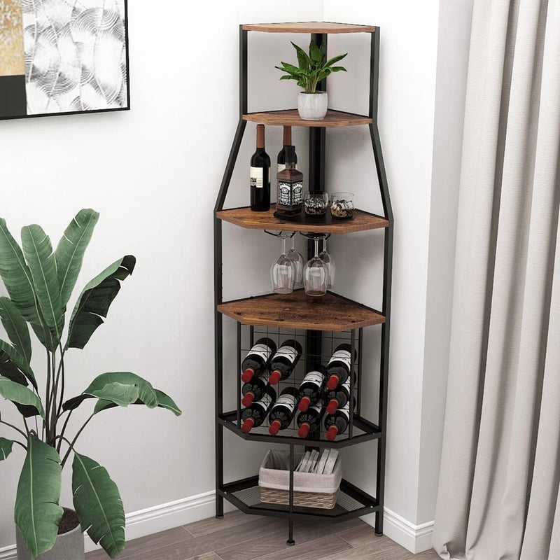 Freestanding Corner Wine Rack 5-Tier Holder Display Storage
