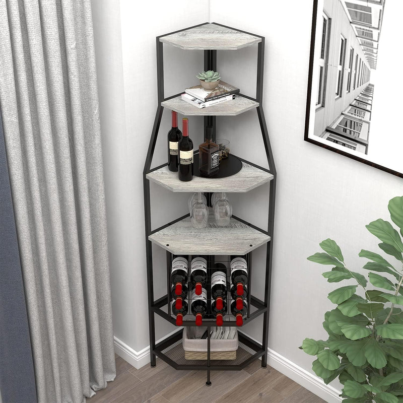 Freestanding Corner Wine Rack 5-Tier Holder Display Storage