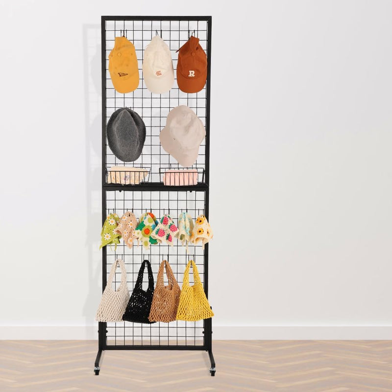 Freestanding Grid Wall Panel Standing Wire Display Rack
