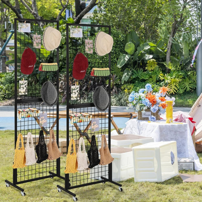 Freestanding Grid Wall Panel Standing Wire Display Rack