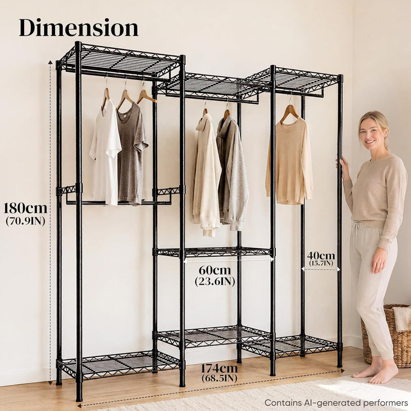 Freestanding Metal Open Wardrobe