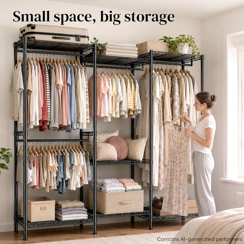 Freestanding Metal Open Wardrobe