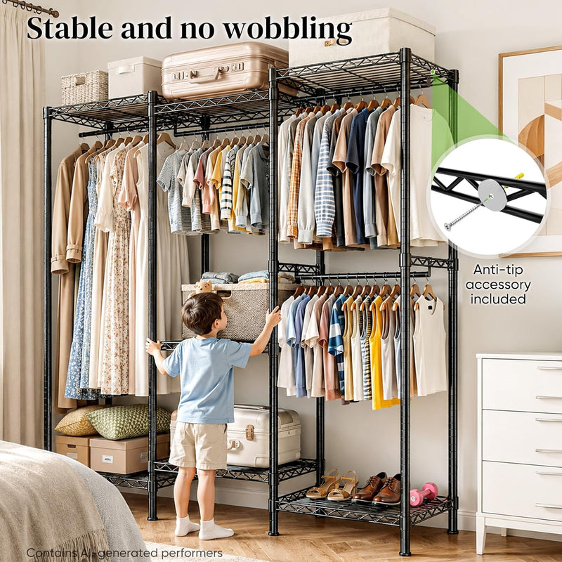 Freestanding Metal Open Wardrobe