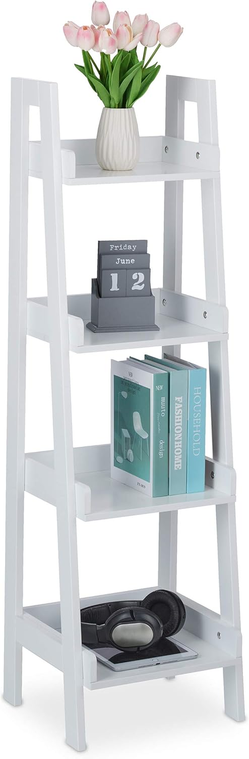 Freestanding Shelf with 4 Levels Ladder Rack