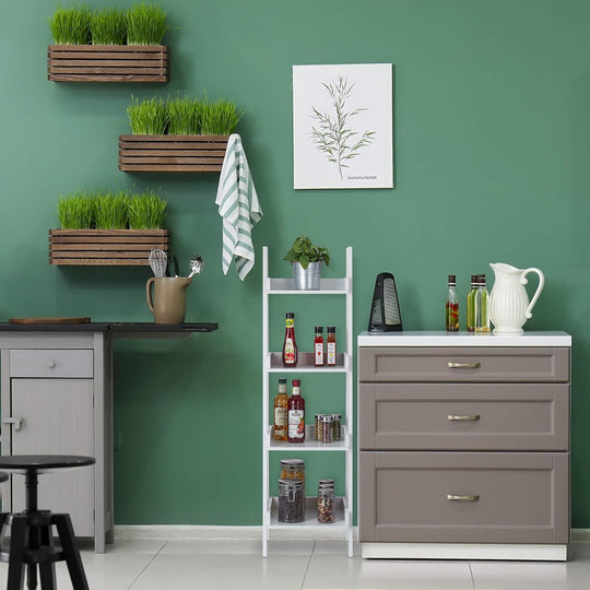 Freestanding Shelf with 4 Levels Ladder Rack