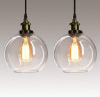 Frideko Pendant Light Vintage Glass Clear Kitchen Island (2 Pack)