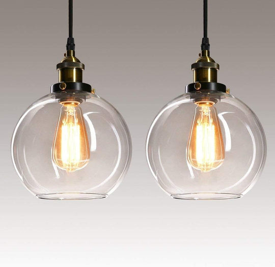 Frideko Pendant Light Vintage Glass Clear Kitchen Island (2 Pack)