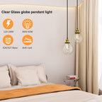 Frideko Pendant Light Vintage Glass Clear Kitchen Island (2 Pack)
