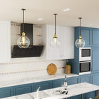 Frideko Pendant Light Vintage Glass Clear Kitchen Island (2 Pack)