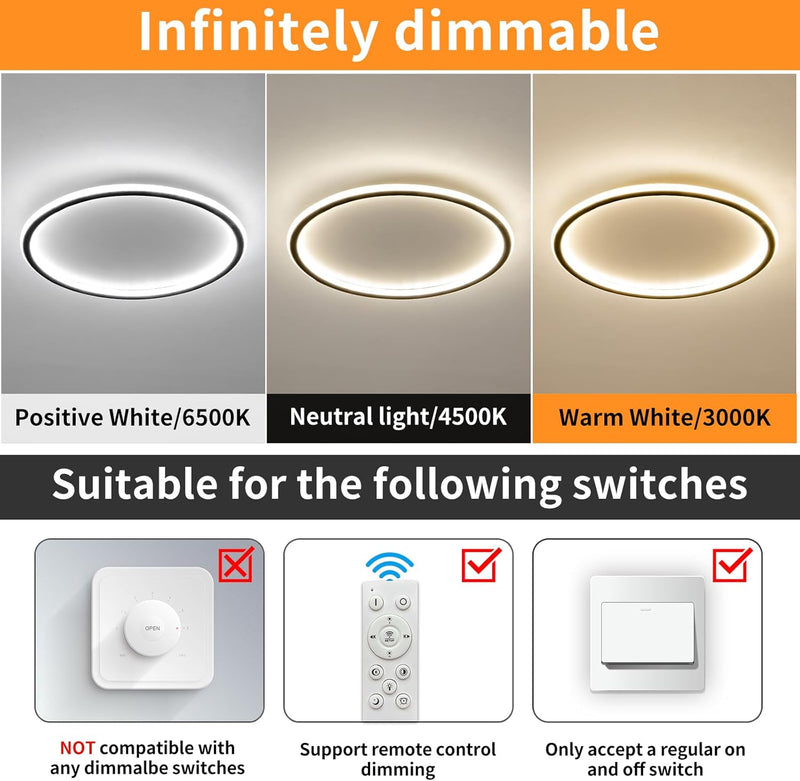 Full Spectrum Ceiling Light Modern Round LED