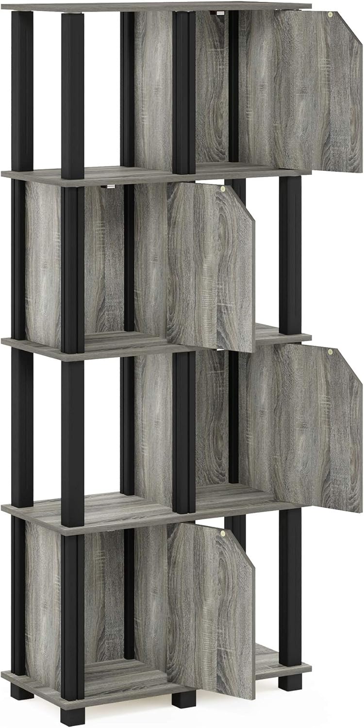5-Tier Storage Shelf with 4 Doors French Oak