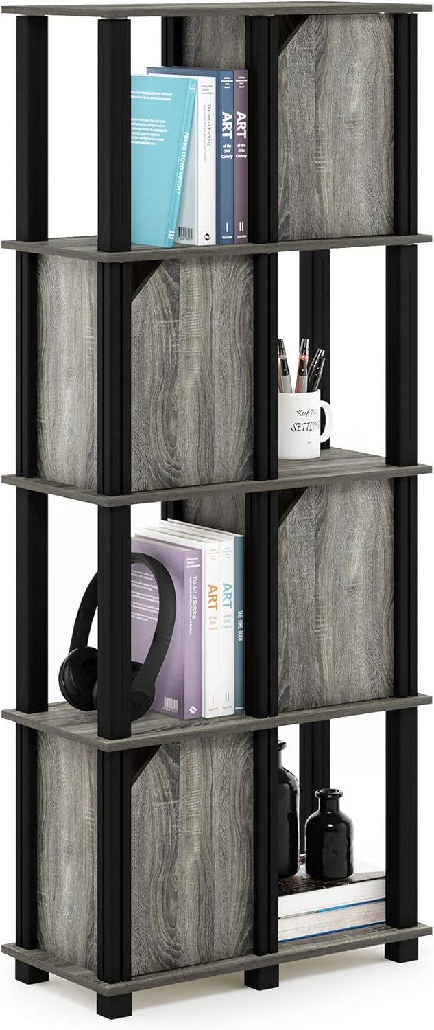 5-Tier Storage Shelf with 4 Doors French Oak