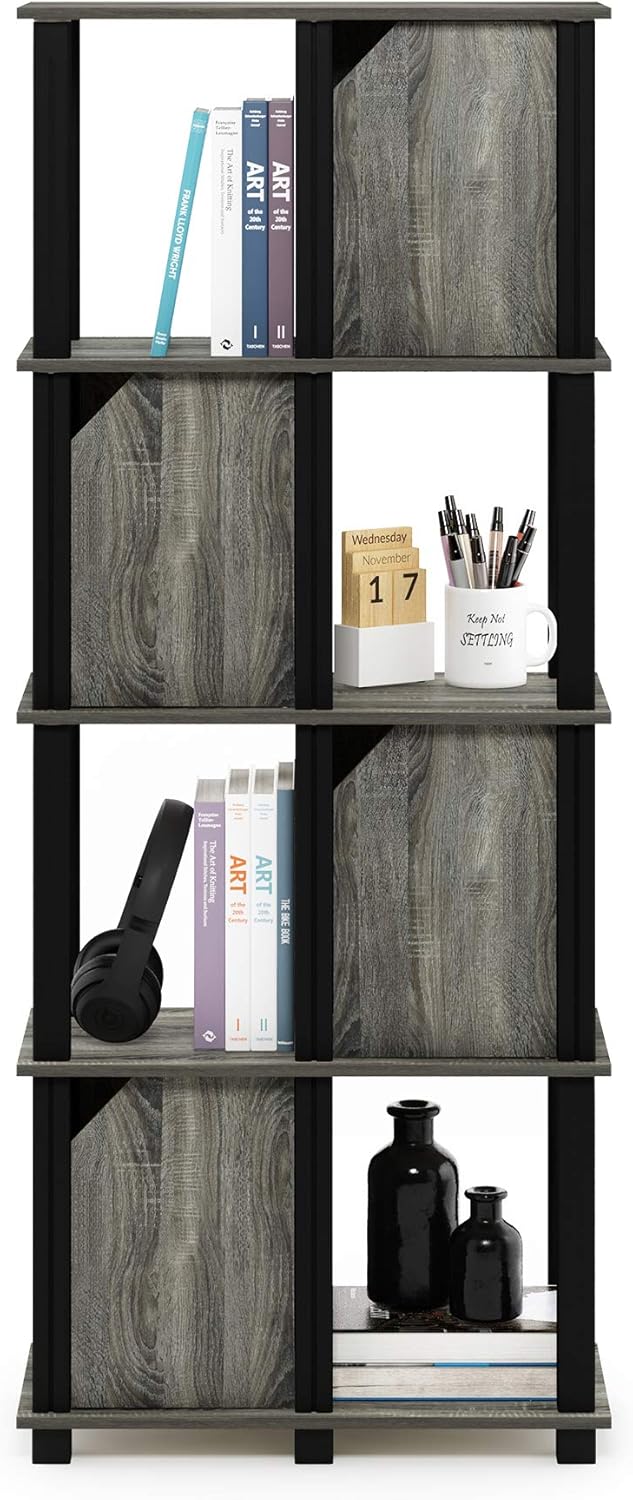 5-Tier Storage Shelf with 4 Doors French Oak